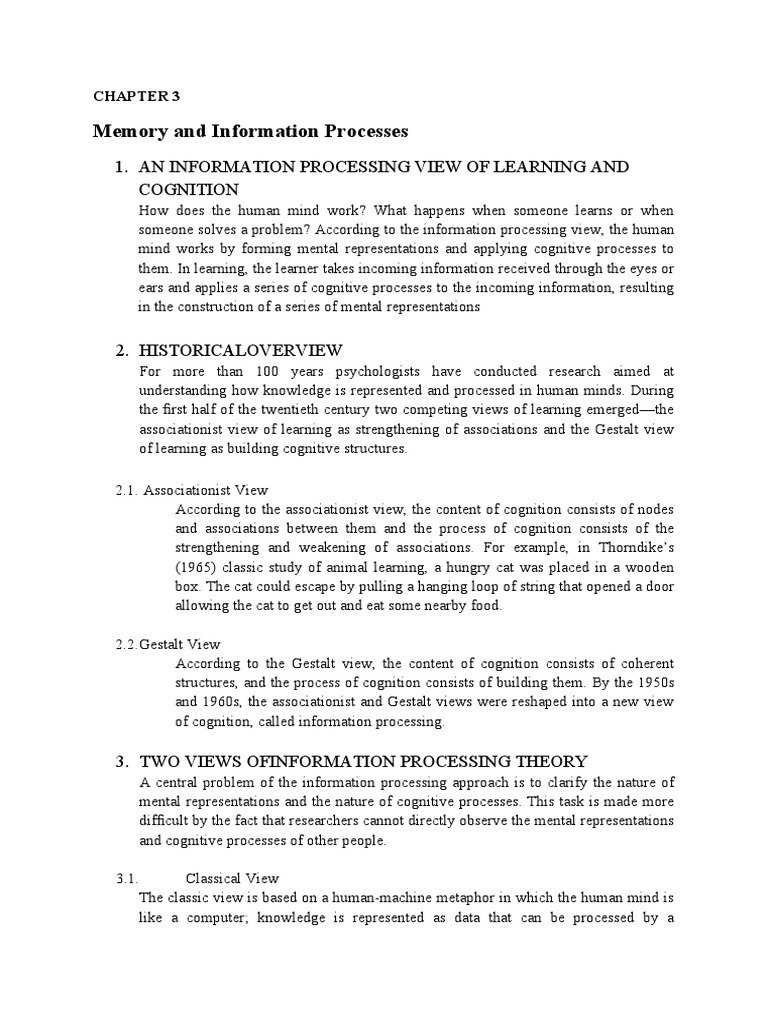 Understanding Memory and Cognition Processes | PDF | Information ...