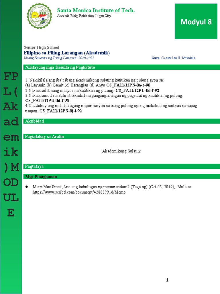 Filipino MODULE - 7 | PDF