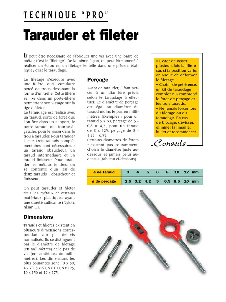 Techniques de taraudage et de filetage | PDF | Vis de fixation ...
