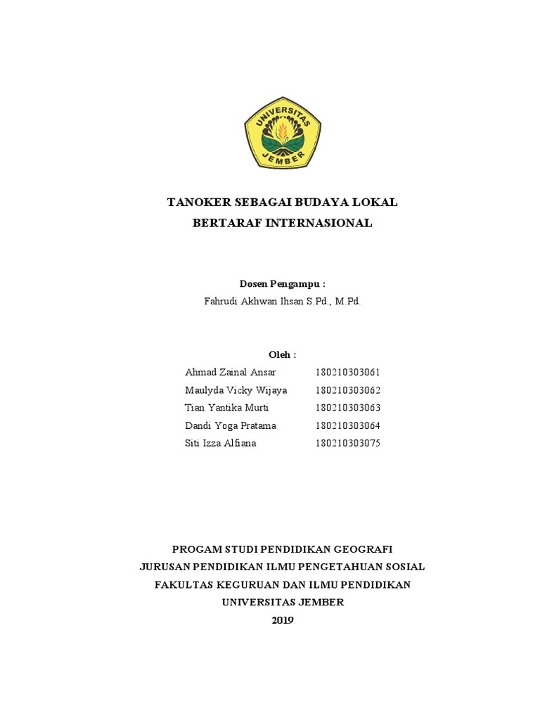 Tanoker: Budaya Lokal Jember Internasional | PDF