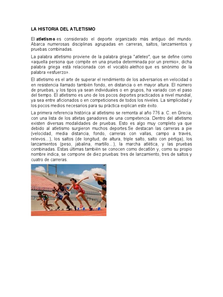 Historia del Atletismo y sus Disciplinas | PDF