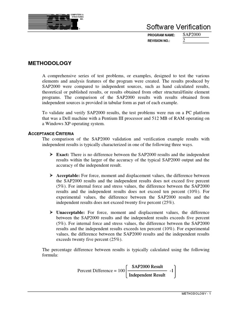 SAP2000 Software Verification Methodology | PDF | Bending | Beam ...