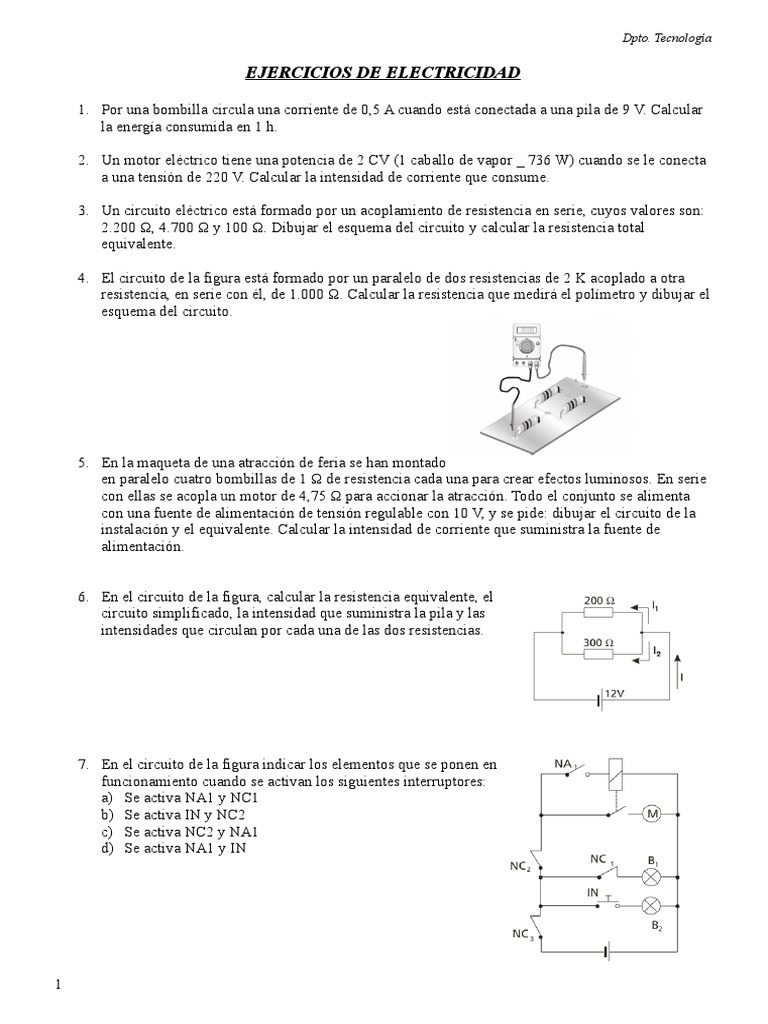 Ejercicios Resueltos de Electricidad 3 ESO | PDF | Resistencia ...