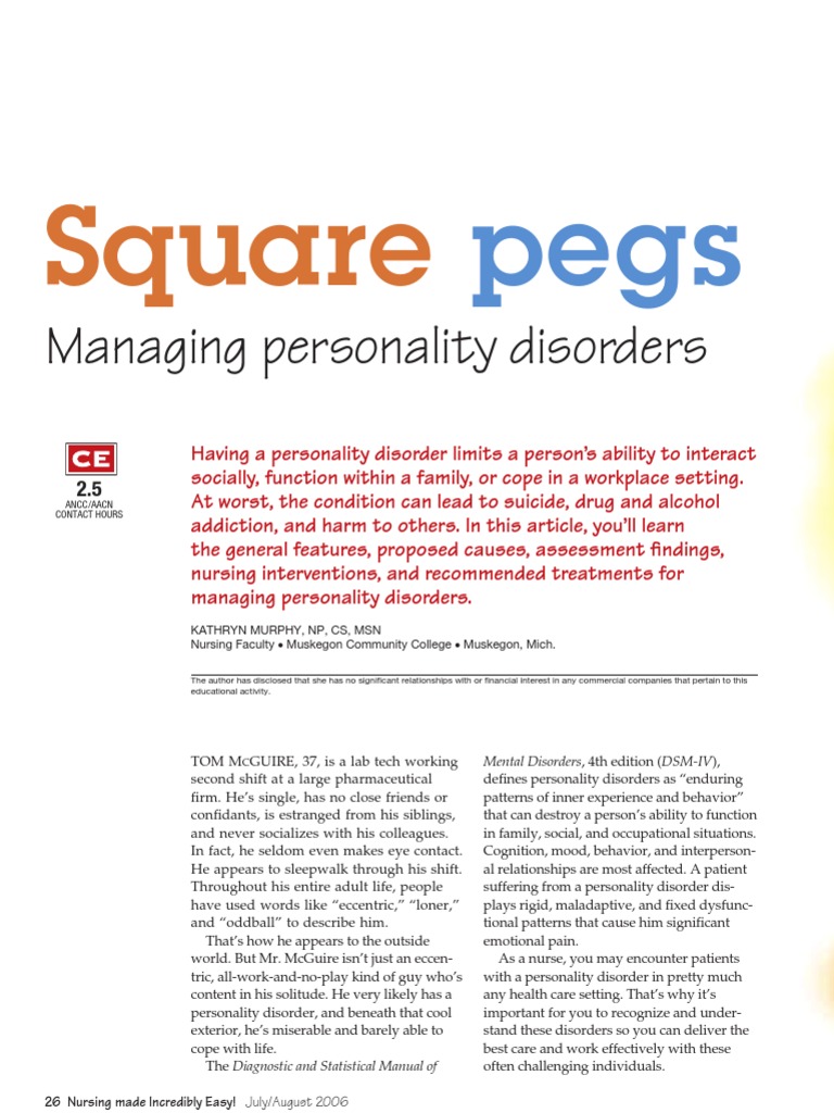 Understanding Personality Disorders in Nursing | PDF | Personality ...
