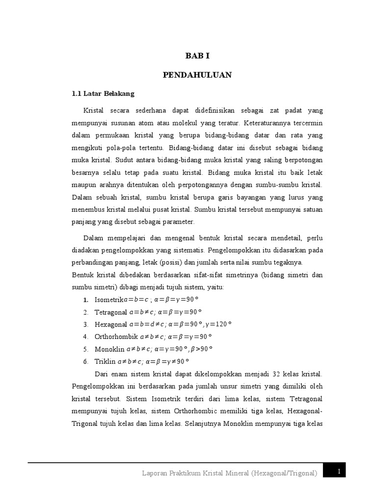 Sistem Kristal dan Kelas Kristal Hexagonal/Trigonal PDF