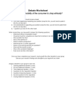 Debate Worksheet: Is It The Responsibility of The Consumer To Shop Ethically?