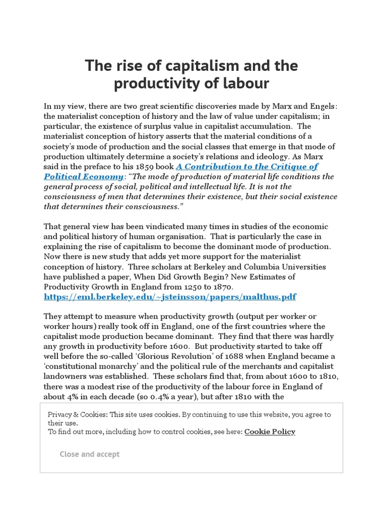 Capitalism's Impact on Labor Productivity | PDF | Capitalism | Economic ...