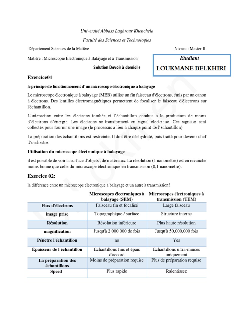 Comparatif des microscopes électroniques | PDF | Microscopie électronique à  balayage | Microscope électronique, image size:768x1024