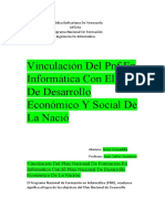 Vinculación Del Plan Nacional de Formación en Informática Con El Plan Nacional de Desarrollo Económico de La Nación.