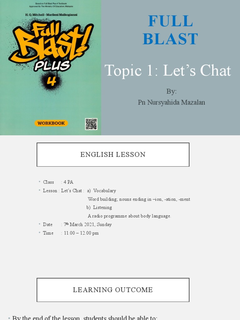Full Blast Pptx Lets Chat Pg16 Pdf Body Language Vocabulary