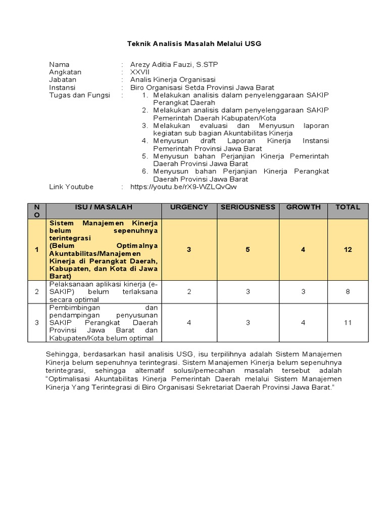 Analisis Isu dengan Metode USG | PDF