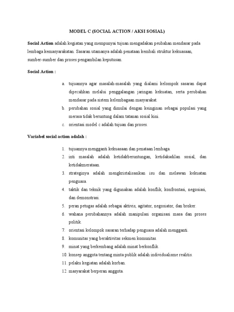Model C: Aksi Sosial dan Perubahan Struktur | PDF | Karier ...