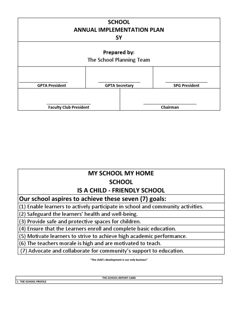 School Annual Plan Overview | PDF | Teachers | Curriculum