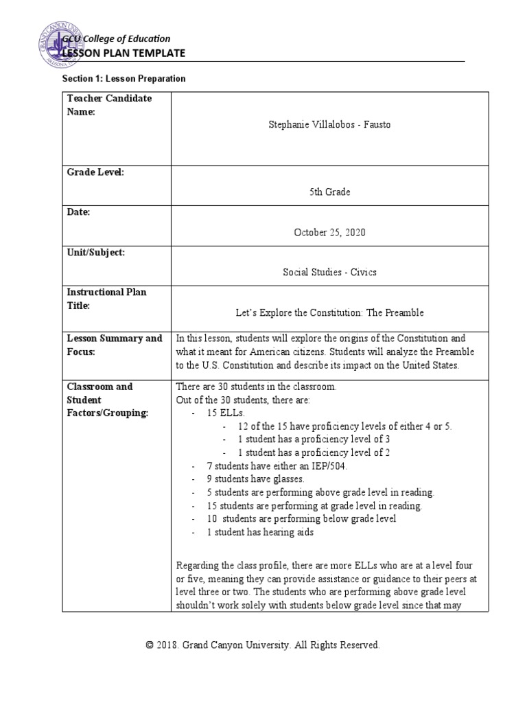 Lesson Plan Template: Teacher Candidate Name | PDF | Differentiated ...
