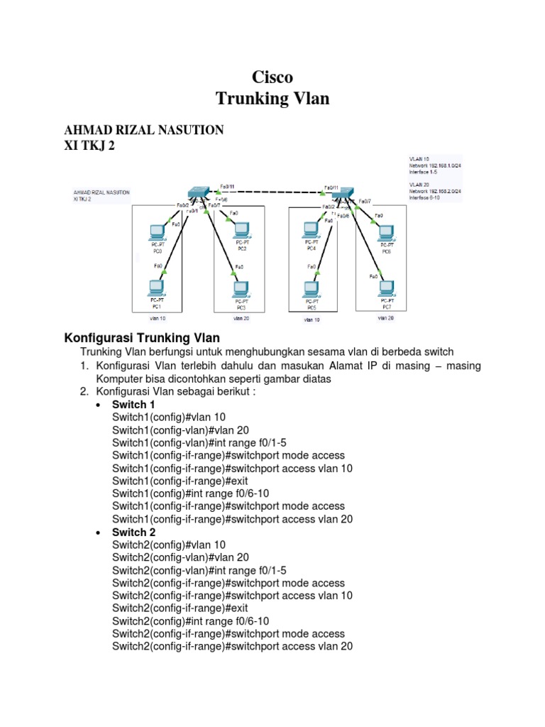 Konfigurasi Trunking VLAN Cisco | PDF | Metode & Bahan Ajar