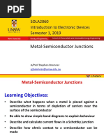 Metal-Semiconductor Junctions: SOLA2060 Introduction To Electronic Devices Semester 1, 2019