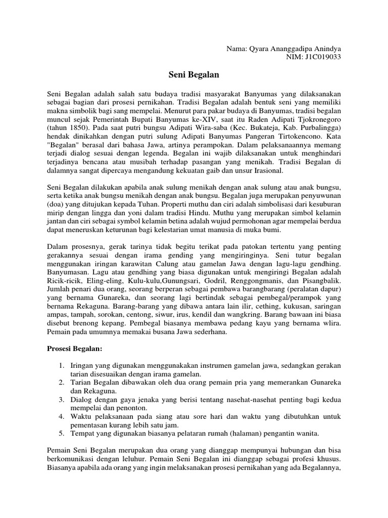 Tradisi Begalan dalam Pernikahan Banyumas | PDF | Seni | Agama ...