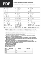 Chapter Exam 1 Fraction Operations, Decimals and Percent