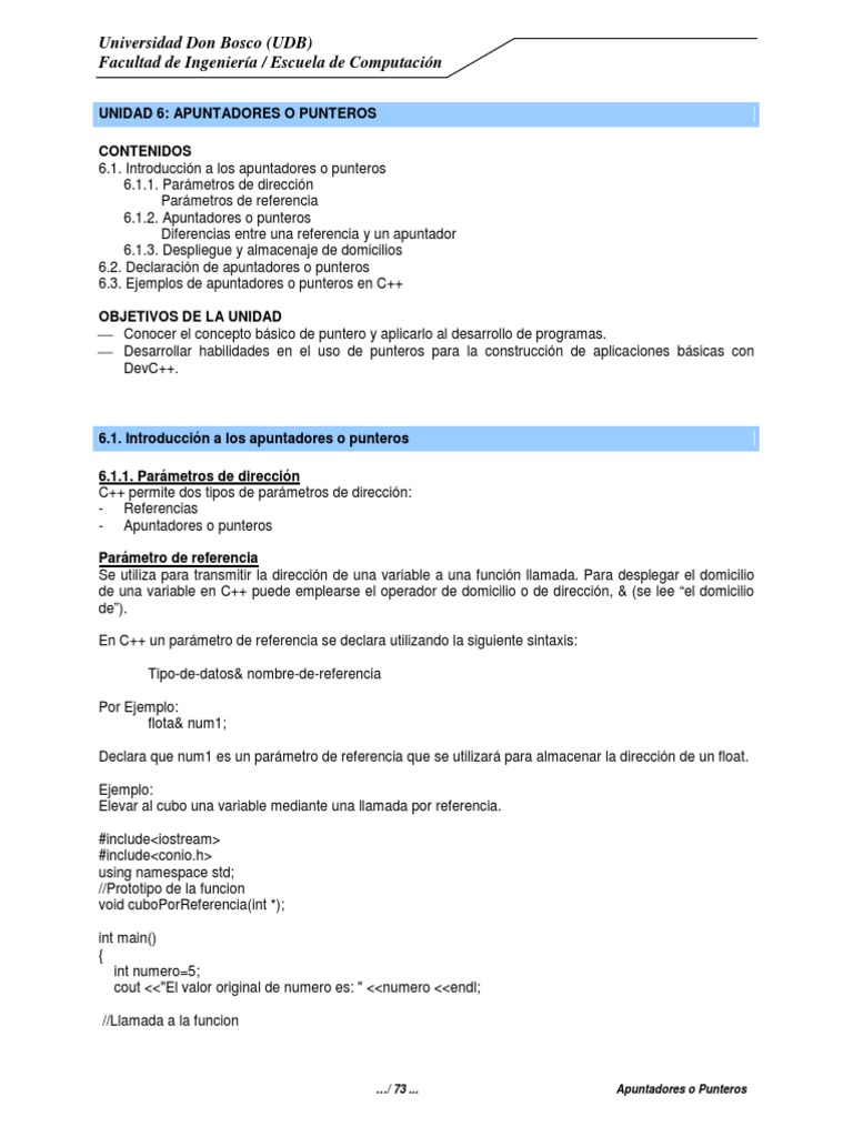 Curso de Apuntadores en C++ | PDF | Puntero (Programación de ...