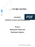 Lecture Notes: ISYS6513 Database System and Management