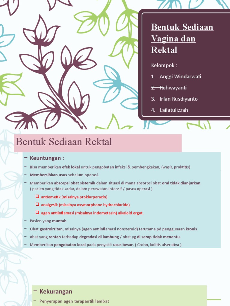 Bentuk Sediaan Rektal dan Vagina | PDF | Kesehatan Holistik