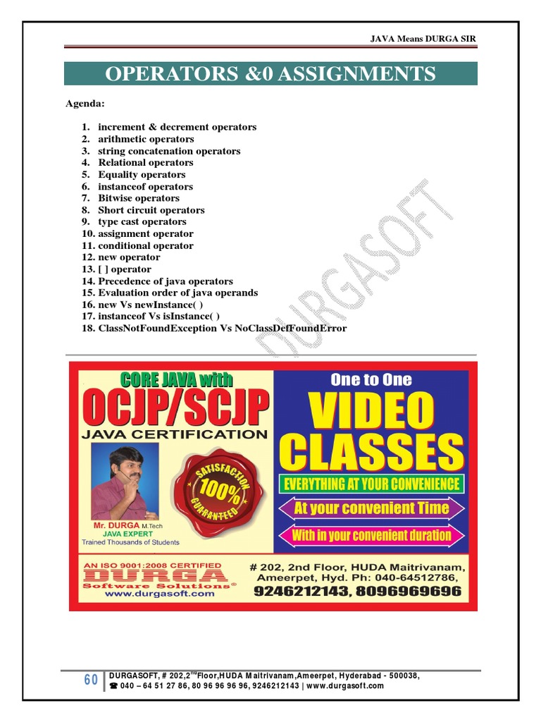 Java Operators & Assignments Guide | PDF | Computers