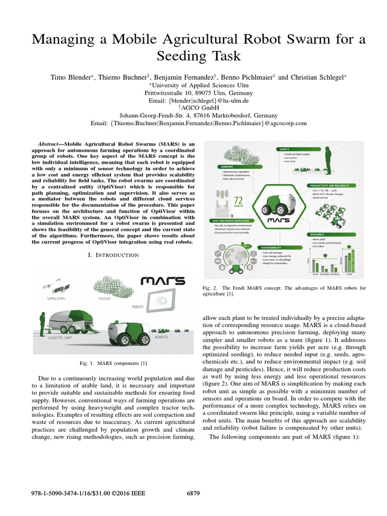 Managing A Mobile Agricultural Robot Swarm For A Seeding Task | PDF ...