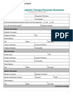 Proton Beam Radiation Therapy Physician Worksheet: Provider Information