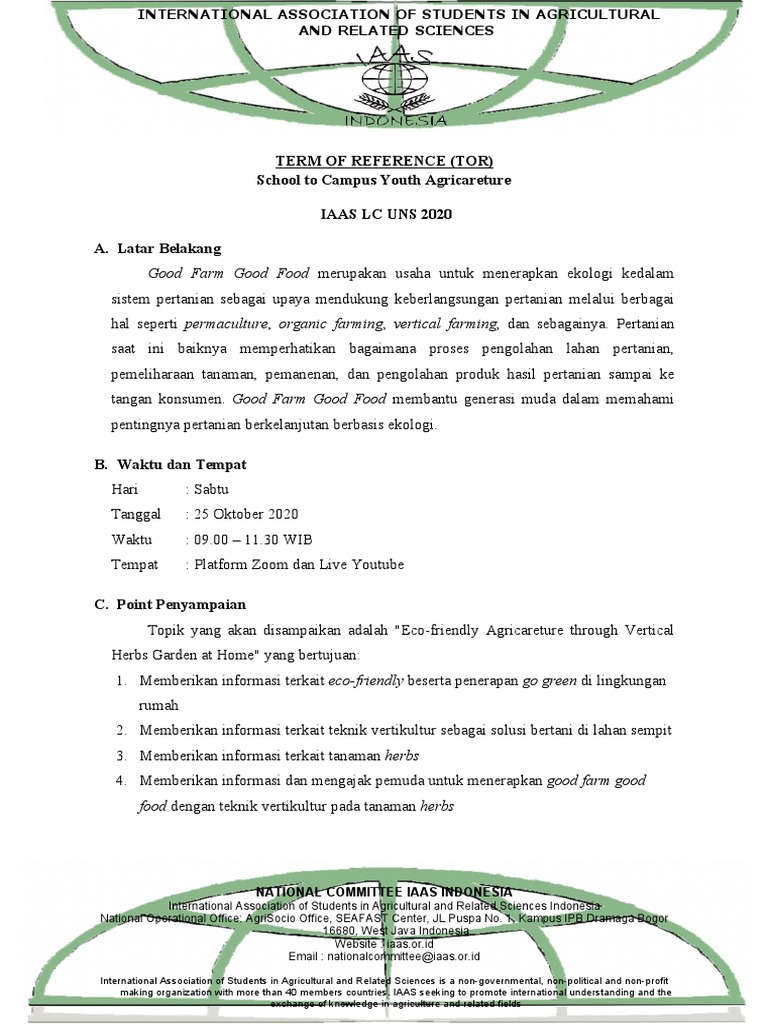 Term of Reference YACT GTS 2020 | PDF