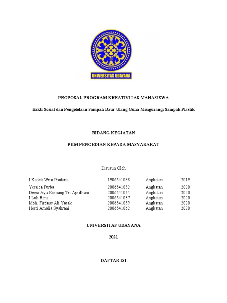 Proposal Program Kreativitas Mahasiswa | PDF | Ilmu Sosial
