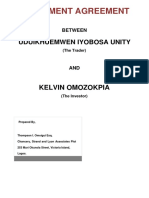 Agreement Between Iyobosa Unity and Kelvin Omozokpia