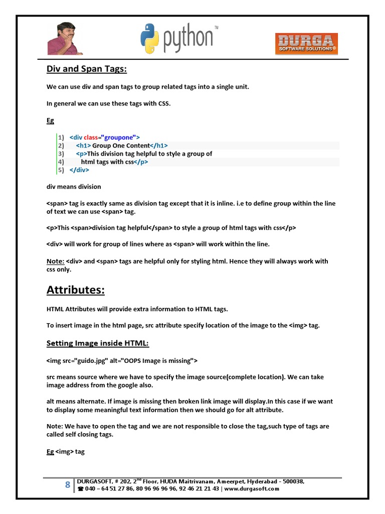 Div and Span Tags: Grouping HTML Elements | PDF