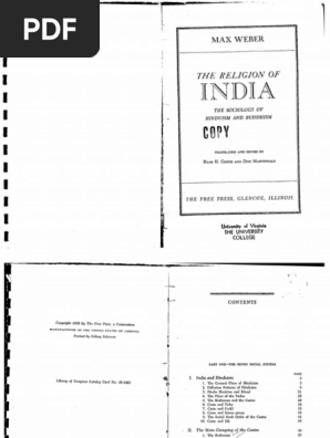 Max Weber - The Religion of India | PDF