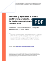 Fernandez, Graciela Maria Elena, Izuz (..) (2006) - Ensenar y Aprender A Leer A Partir Del Paratexto. La Lectura de Textos Complejos en La (..)