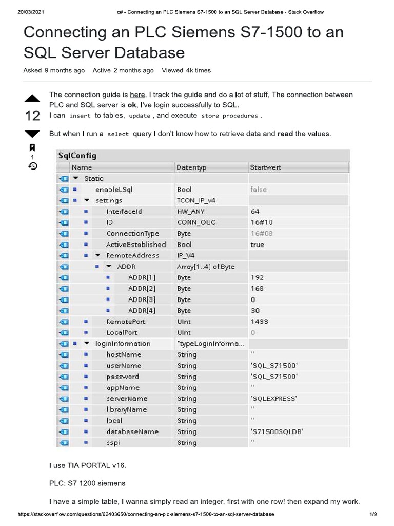 SQL S7 1500 | PDF