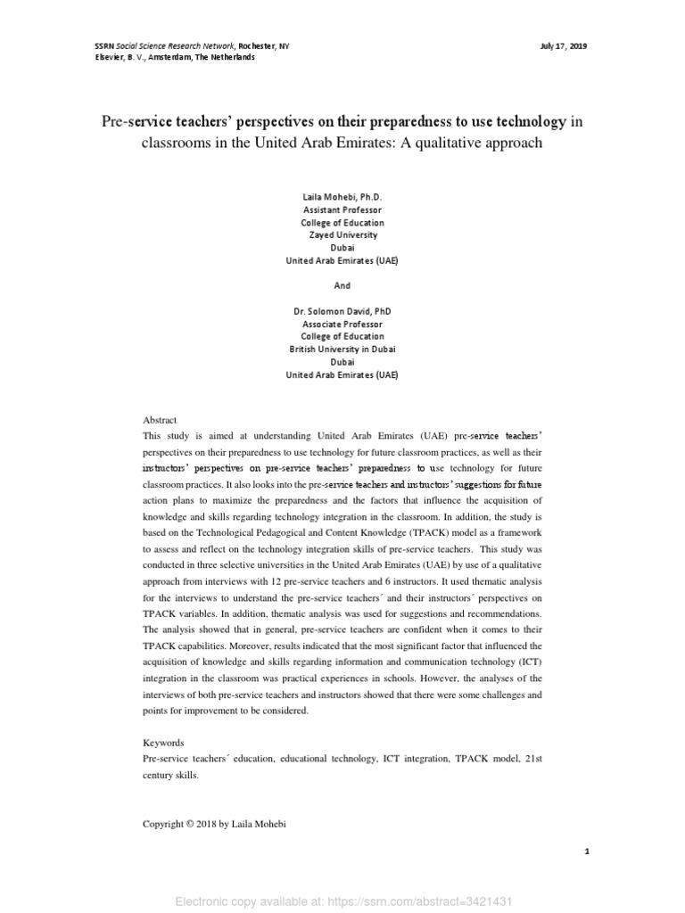 Pre Service Teachers Perspectives On The | PDF | Educational Technology ...