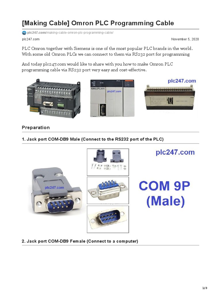 Omron PLC Programming Cable Guide | PDF