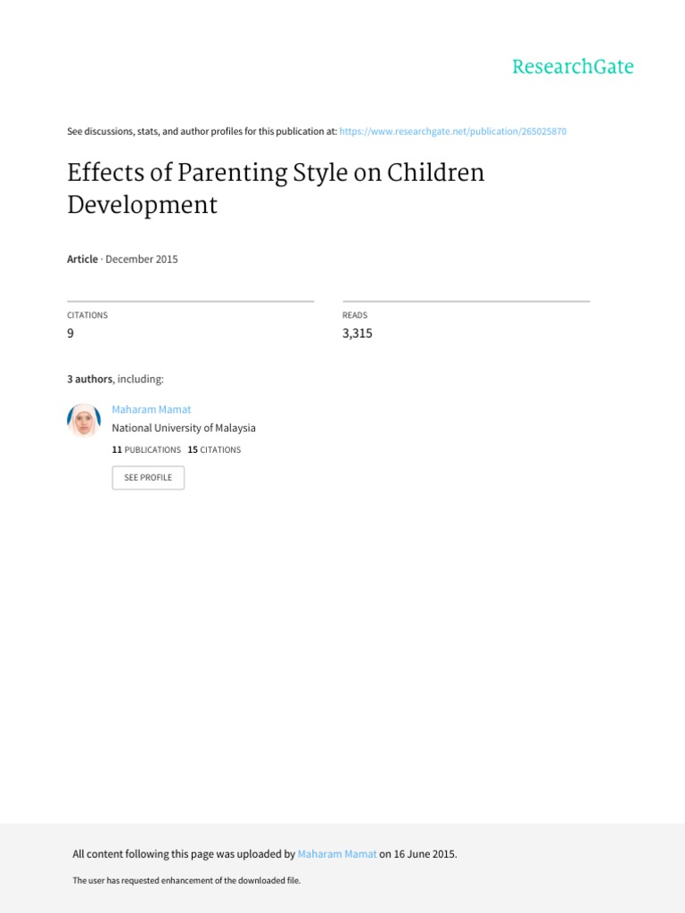 Parenting Styles and Child Development | PDF | Parenting | Relationships