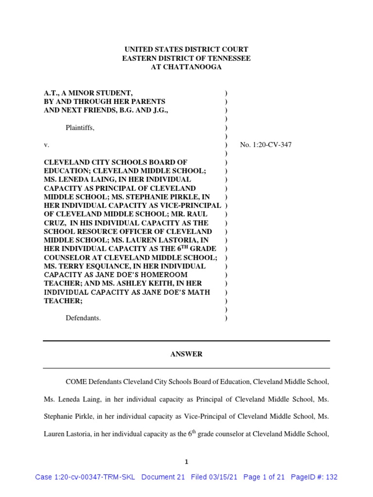 Cleveland City Schools Responds To Cms Middle School Student S Lawsuit