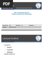 Linked List: Dept. of Computer Science Faculty of Science and Technology