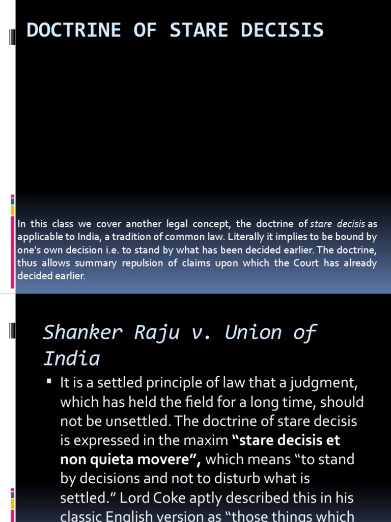 Doctrine of Stare Decisis PDF Precedent Constitutional Law