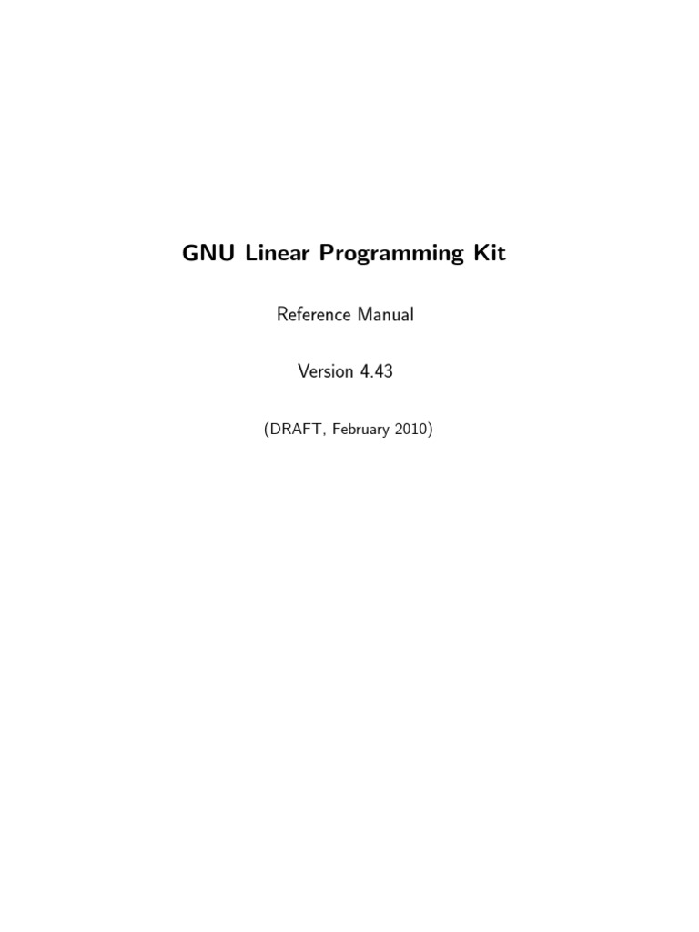 GNU Linear Programming Kit: Reference Manual | PDF | Library (Computing ...