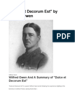 Wilfred Owen and A Summary of "Dulce Et Decorum Est"