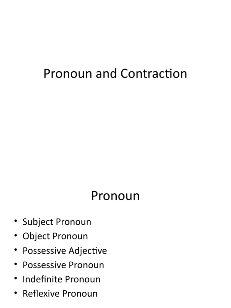 Understanding Pronouns and Contractions | PDF | Pronoun | Grammatical ...