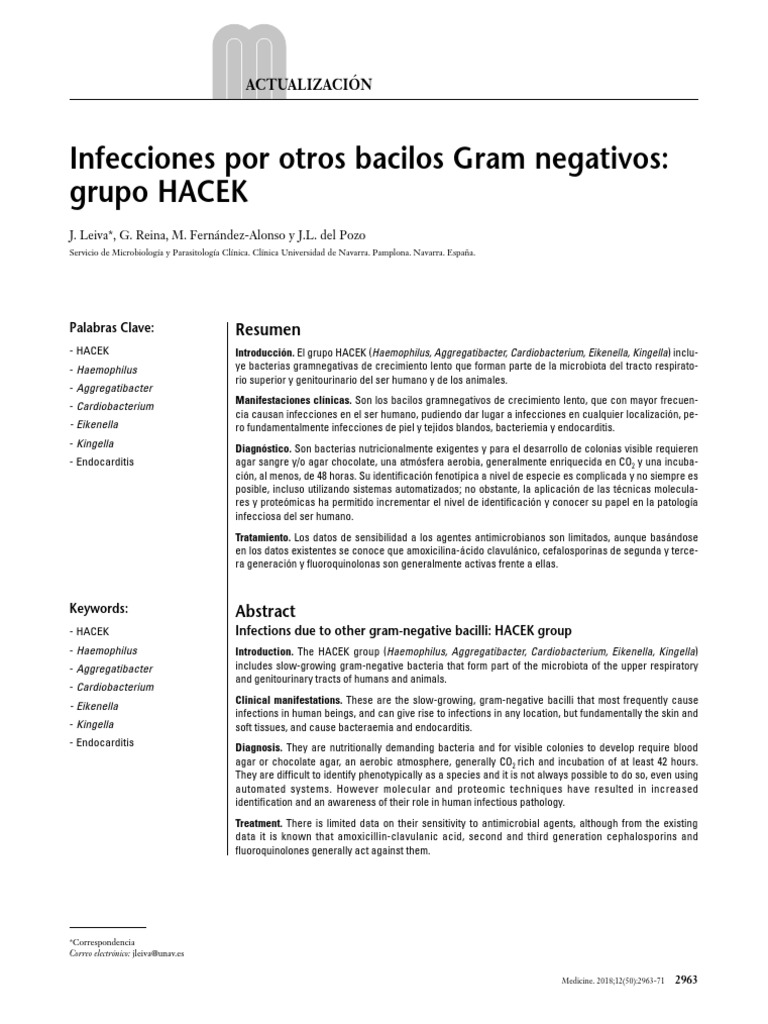 Infecciones por Bacterias del Grupo HACEK | PDF | Microbiología | Biología