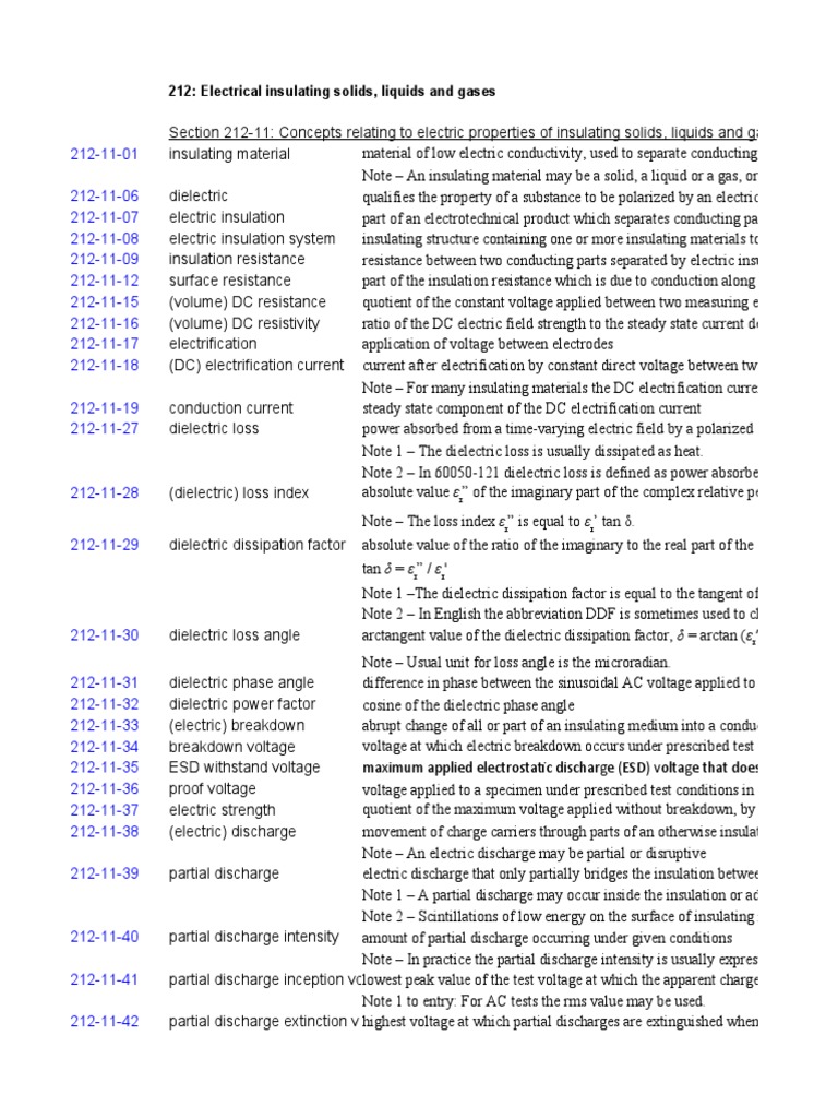 212 Electrical Insulating Solids, Liquids and Gases PDF Electrical Breakdown Insulator