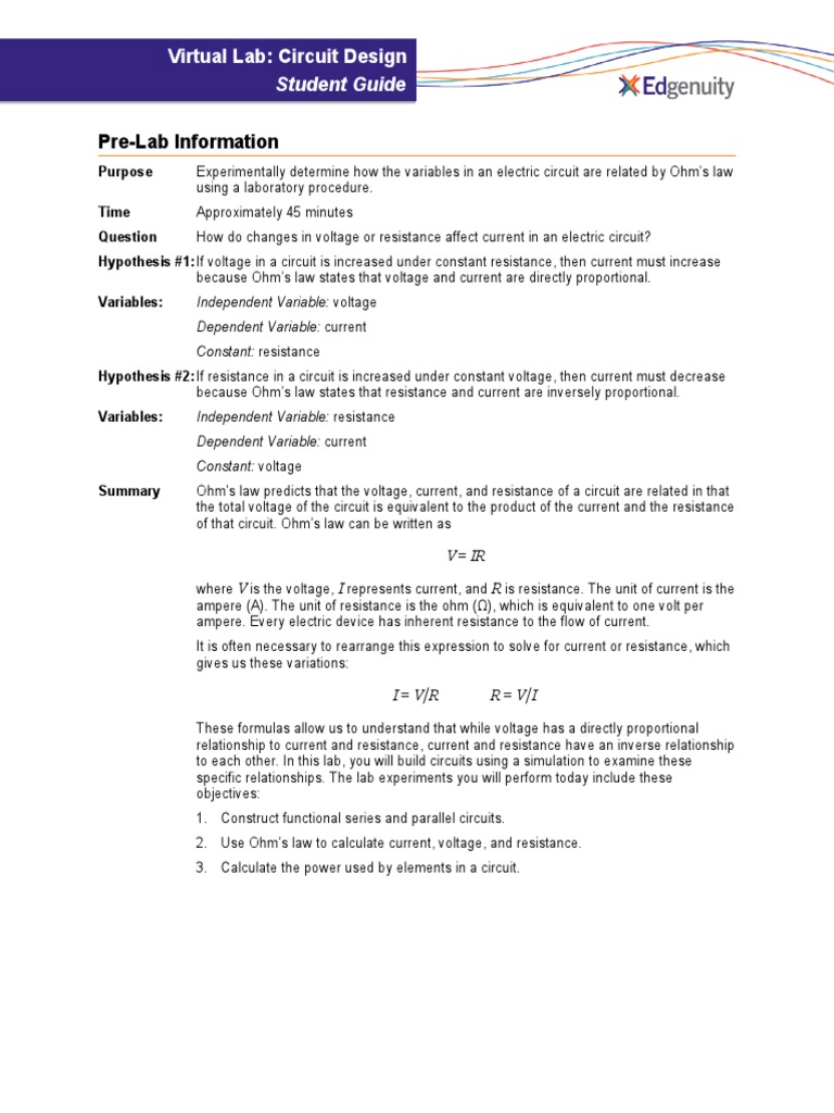 Virtual Lab: Circuit Design Guide | PDF | Electrical Resistance And ...
