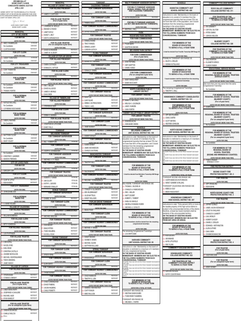 Boone County Sample Ballot PDF Policy The United States