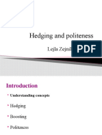 Hedging and Politeness