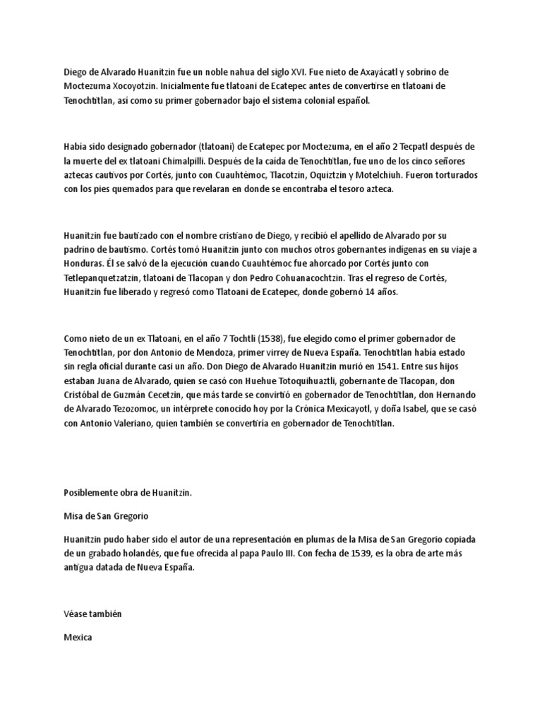 Diego de Alvarado Huanitzin, Biografia by Romero PDF Nueva españa